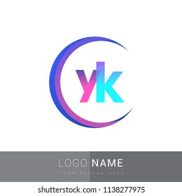 initial letter YK logotype company name, coloreful and swoosh design. vector logo for business and company identity.