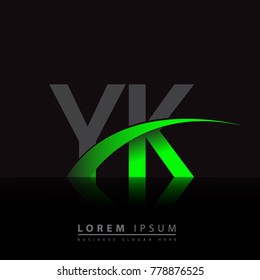 initial letter YK logotype company name colored green and black swoosh design. vector logo for business and company identity.
