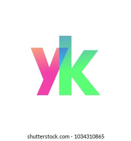 Initial Letter YK Lowercase Logo green, pink and Blue, Modern and Simple Logo Design.
