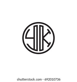 Initial letter YK, minimalist line art monogram circle logo, black color