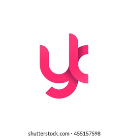 initial letter yk modern linked circle round lowercase logo pink