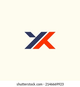 Initial letter YK monogram logo design.
