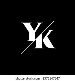 Initial Letter YK Monogram Sliced. Logo template isolated on black background