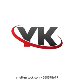 initial letter YK swoosh ring company logo red black