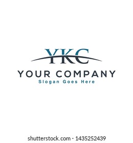 Initial letter YKC, overlapping movement swoosh horizon logo company design inspiration in red and dark blue color vector