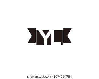 Initial letter yl black ribbon logo design