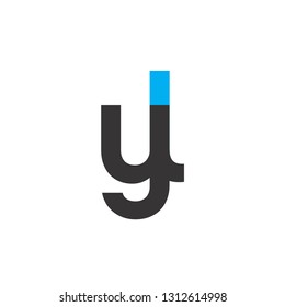 Initial Letter YL Linked Circle Lowercase Logo Black Blue Icon Design Template Element - Vector