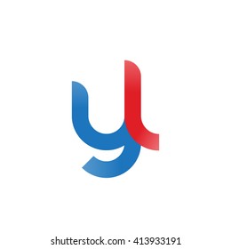 initial letter yl linked round lowercase logo blue red