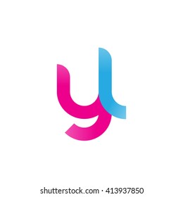 initial letter yl linked round lowercase logo pink blue purple