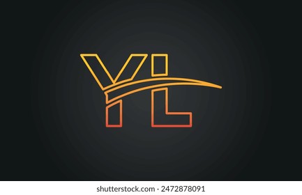Initial Letter YL Logo Design With Swoosh. Creative And Modern YL Logo Design on Black Background.