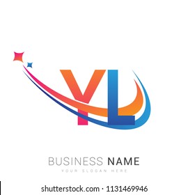 initial letter YL logotype company name colored orange, red and blue swoosh star design. vector logo for business and company identity.
