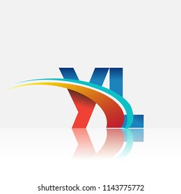 initial letter YL logotype company name colored red and blue and swoosh design. vector logo for business and company identity.
