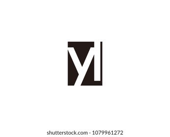 Initial letter yl lowercase logo black and white