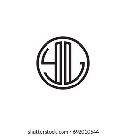 Initial letter YL, minimalist line art monogram circle logo, black color