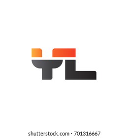Initial letter YL, straight linked line bold logo, gradient fire red black colors