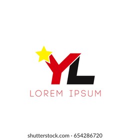 Initial letter yl yellow star logo red black