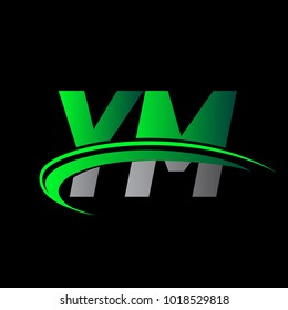 initial letter YM logotype company name colored green and black swoosh design. vector logo for business and company identity.