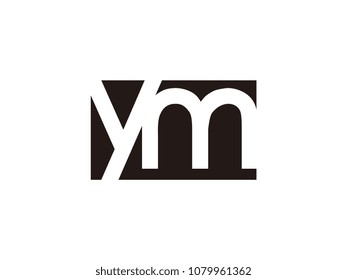 Initial letter ym lowercase logo black and white