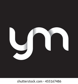 initial letter ym modern linked circle round lowercase logo white black