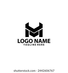 initial letter YM modern simple logo design vector