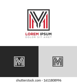 Initial Letter YM MY linked uppercase overlap modern logo design template. Suitable for business, consulting group company. Vector Illustration