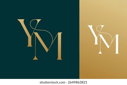 Ilustración vectorial inicial del diseño del logotipo de la letra YM MY para la pareja, la boda, y el negocio