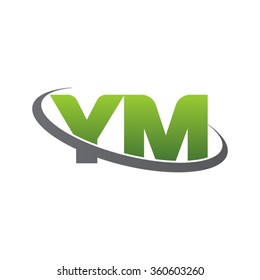 initial letter YM swoosh ring company logo green gray