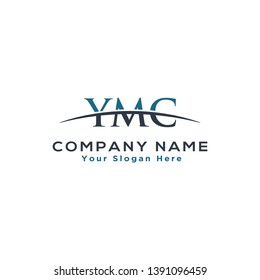 Initial letter YMC, overlapping movement swoosh horizon logo company design inspiration in blue and grey color vector