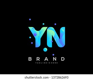 Initial letter YN logo with colorful background, letter combination logo design for creative industry, web, business and company. - Vector