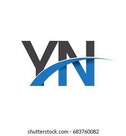 initial letter YN logotype company name colored blue and grey swoosh design. vector logo for business and company identity.
