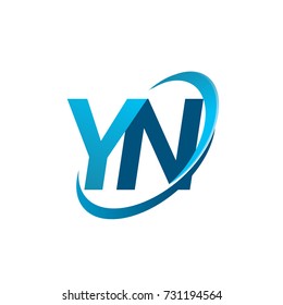 initial letter YN logotype company name colored blue swoosh design concept. vector logo for business and company identity.