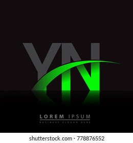 initial letter YN logotype company name colored green and black swoosh design. vector logo for business and company identity.
