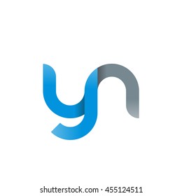 initial letter yn modern linked circle round lowercase logo blue gray