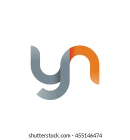 initial letter yn modern linked circle round lowercase logo orange gray