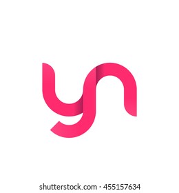 initial letter yn modern linked circle round lowercase logo pink