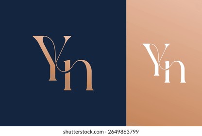 Initial letter YN NY logo design vector illustration for couple, wedding, and business