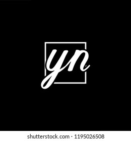 Initial letter YN NY minimalist art monogram shape logo, white color on black background