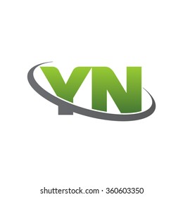 initial letter YN swoosh ring company logo green gray