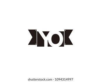 Initial letter yo black ribbon logo design