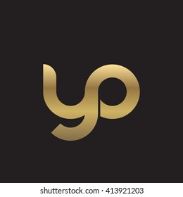 initial letter yo linked round lowercase logo gold black background