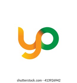 initial letter yo linked round lowercase logo orange green