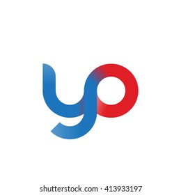 initial letter yo linked round lowercase logo blue red