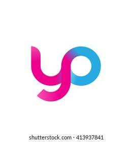 initial letter yo linked round lowercase logo pink blue purple