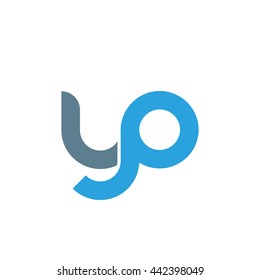 initial letter yo linked round lowercase logo blue