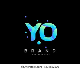 Initial letter YO logo with colorful background, letter combination logo design for creative industry, web, business and company. - Vector