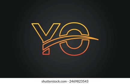 Initial Letter YO Logo Design With Swoosh. Creative And Modern YO Logo Design on Black Background.