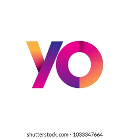 Initial Letter YO Logo Lowercase, magenta and orange, Modern and Simple Logo Design.
