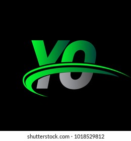 initial letter YO logotype company name colored green and black swoosh design. vector logo for business and company identity.
