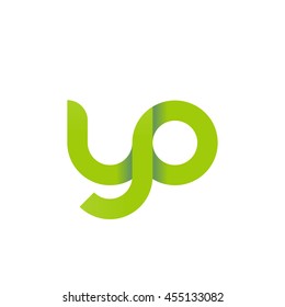 initial letter yo modern linked circle round lowercase logo green