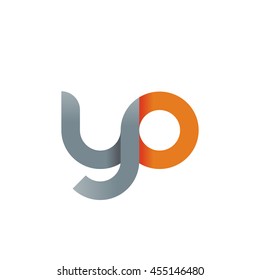 initial letter yo modern linked circle round lowercase logo orange gray